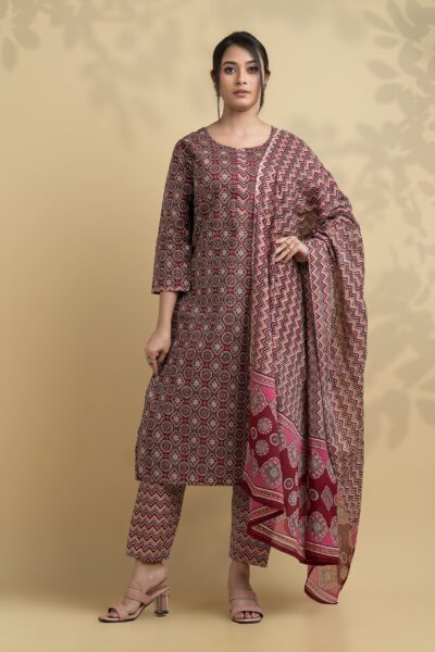 3PC COTTON KURTI SET